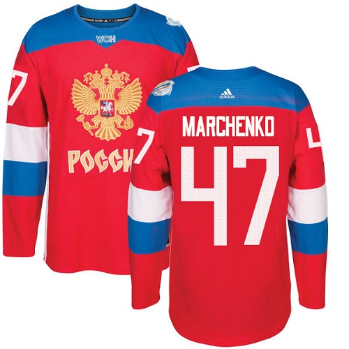 With hard shell Men\u0026#39;s Adidas Team Russia #47 Alexey Marchenko Premier Red Away 2016 World Cup of ...